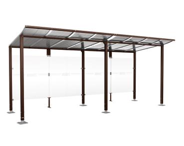 Wartehalle Modulo Farbe:RAL 8017|Länge:5 000 mm|Struktur:Ohne Seitenverkleidung|Weitere Merkmale:Auf Bodenplatten
