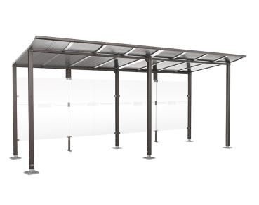 Wartehalle Modulo Farbe:Procity grau|Länge:5 000 mm|Struktur:Ohne Seitenverkleidung|Weitere Merkmale:Auf Bodenplatten