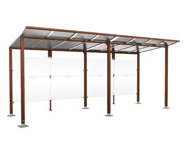 Wartehalle Modulo Farbe:Rost Korten Effekt|Länge:5 000 mm|Struktur:Ohne Seitenverkleidung|Weitere Merkmale:Auf Bodenplatten