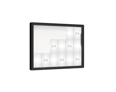 Schaukasten 2000 Farbe:RAL 9005|Verglasung:Plexichocs|Abmessungen:18 A4 - B 1350 x H 1000 mm