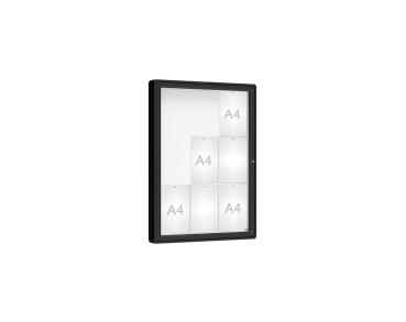 Schaukasten 2000 Farbe:RAL 9005|Verglasung:Plexichocs|Abmessungen:9 A4 - B 750 x H 1000 mm