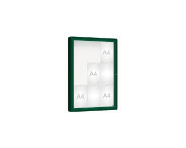 Schaukasten 2000 Farbe:RAL 6005|Verglasung:Plexichocs|Abmessungen:9 A4 - B 750 x H 1000 mm