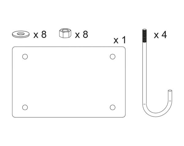 Montageset für Drehschranken L 3000 mm