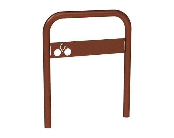 Fahrradbügel gebogen mit Beschilderung