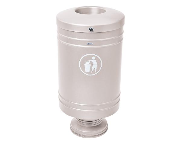 Abfallbehälter Galway 60 Liter Farbe:RAL 7044|Struktur:Fuß aus Gussaluminium