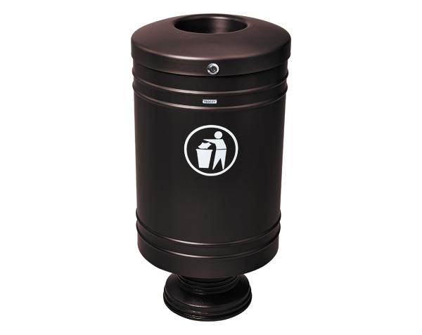 Abfallbehälter Galway 60 Liter Farbe:RAL 9005|Struktur:Fuß aus Gussaluminium