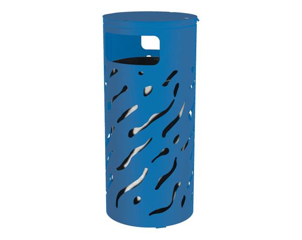Abfallbehälter Venedig 80 Liter mit erhöhtem Deckel Farbe:RAL 5010|Struktur:Erhöhter Deckel mit Eimer feuerverzinkt