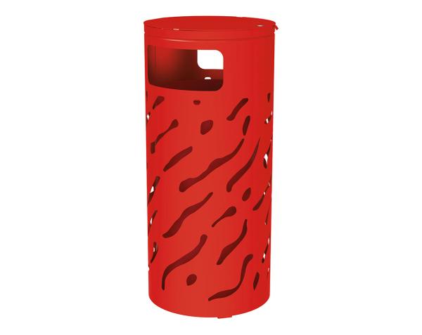 Abfallbehälter Venedig 80 Liter mit erhöhtem Deckel Farbe:RAL 3020|Struktur:Erhöhter Deckel mit Eimer beschichtet