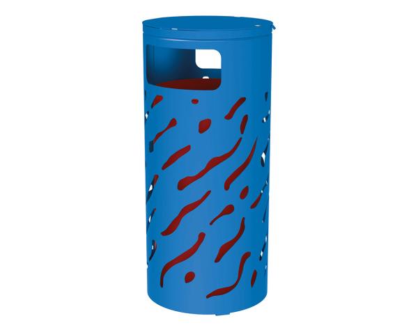 Abfallbehälter Venedig 80 Liter mit erhöhtem Deckel Farbe:RAL 5010|Struktur:Erhöhter Deckel mit Eimer beschichtet