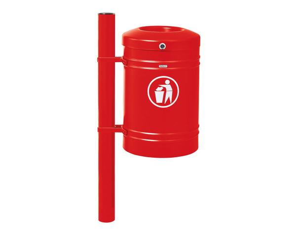 Abfallbehälter Gustavia mit Seitenfuß 40 Liter - gebürsteter Edelstahl Farbe:RAL 3020|Struktur:Seitenfuß