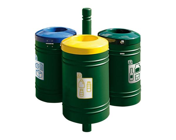 Abfallbehälter Gustavia für Mülltrennung 40 liter - City Farbe:RAL 6005|Struktur:Abfallbehälter - Grundmodell
