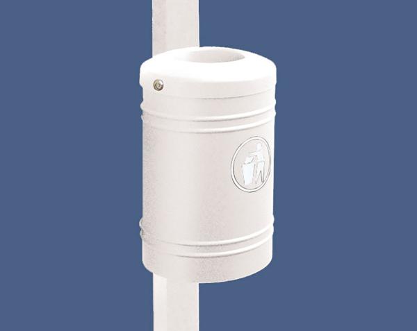 Abfallbehälter Esterel 40 Liter Farbe:RAL 9010|Struktur:Esterel auf Pfosten Ø 76 mm