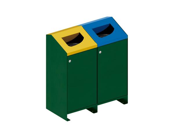 Abfallbehälter für Mülltrennung Berlin - 100 Liter Farbe:RAL 6005|Struktur:2 Module