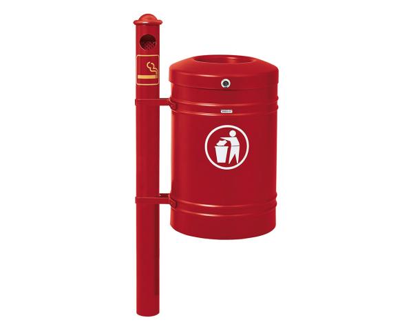 Abfallbehälter Gustavia mit Seitenfuß 40 Liter - Agora Farbe:RAL 3004|Struktur:Zigarettenpfosten
