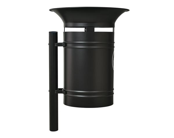 Abfallbehälter Valencia 40 Liter Farbe:RAL 9005|Kopfmodelle:Gewölbter Fuß