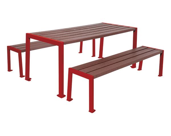 Sitzgruppe Silaos® aus Recycling-Kunststoff Farbe:RAL 3004|Struktur:Tisch
