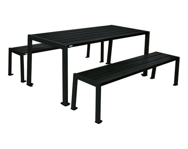 Sitzgruppe Silaos® aus Stahl Farbe:RAL 9005|Struktur:Tisch