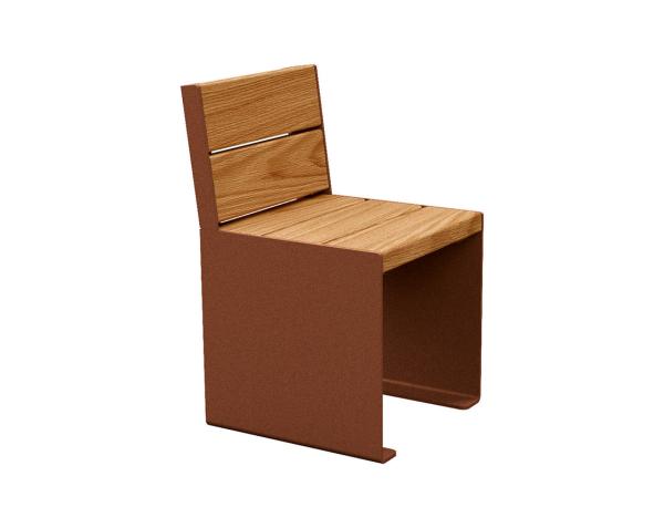 Sitzbank Kube. Stahl und Holz