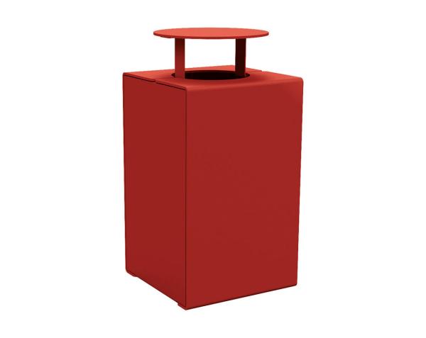 Abfallbehälter Kube. 120 Liter aus Stahl Farbe:RAL 3004|Struktur:Version mit Deckel