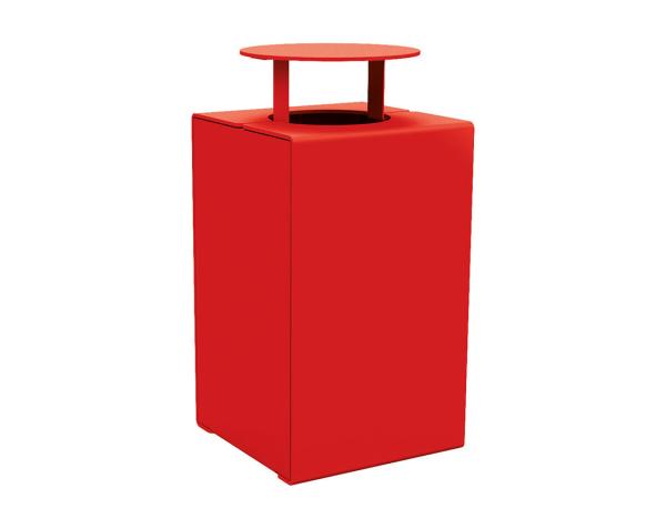 Abfallbehälter Kube. 120 Liter aus Stahl Farbe:RAL 3020|Struktur:Version mit Deckel