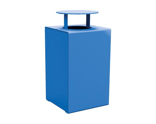 Abfallbehälter Kube. 120 Liter aus Stahl Farbe:RAL 5010|Struktur:Version mit Deckel