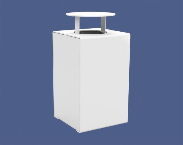 Abfallbehälter Kube. 120 Liter aus Stahl Farbe:RAL 9010|Struktur:Version mit Deckel