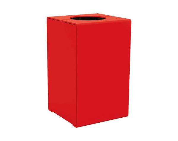 Abfallbehälter Kube. 120 Liter aus Stahl Farbe:RAL 3020|Struktur:Version ohne Deckel