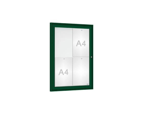 Schaukasten Tradition Farbe:RAL 6005|Abmessungen:4 A4 - B 550 x H 750 mm