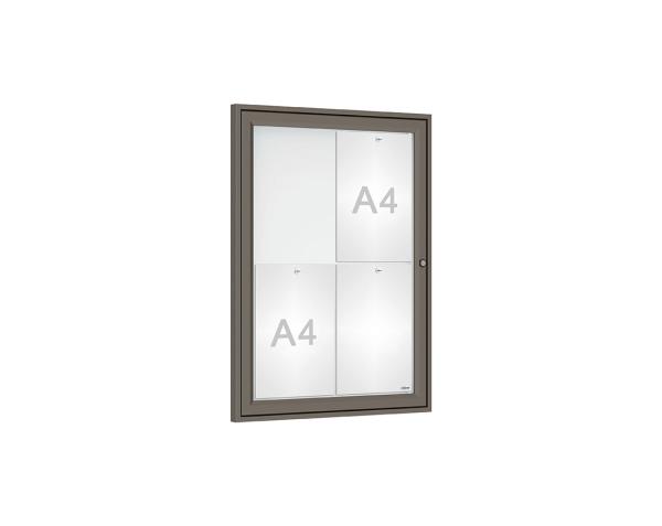 Schaukasten Tradition Farbe:Procity grau|Abmessungen:4 A4 - B 550 x H 750 mm