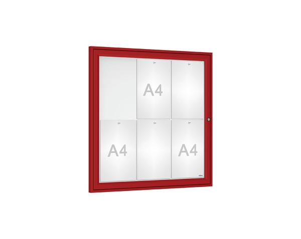 Schaukasten Tradition Farbe:RAL 3004|Abmessungen:6 A4 - B 750 x H 750 mm