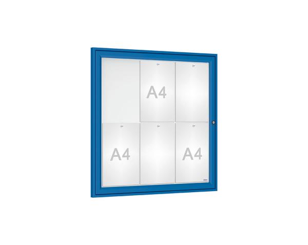 Schaukasten Tradition Farbe:RAL 5010|Abmessungen:6 A4 - B 750 x H 750 mm