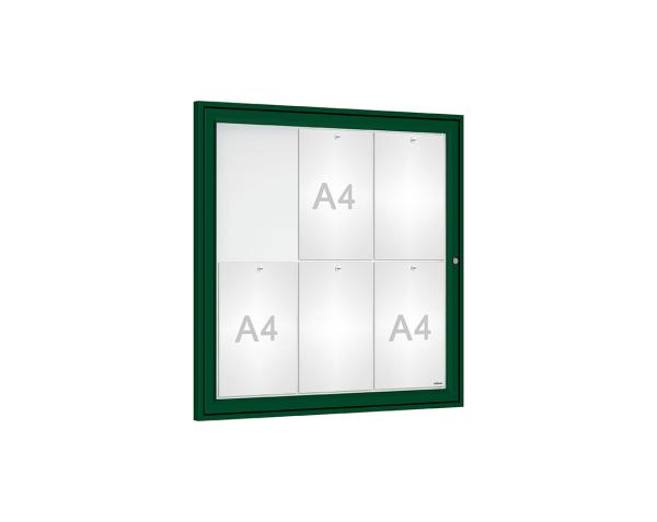 Schaukasten Tradition Farbe:RAL 6005|Abmessungen:6 A4 - B 750 x H 750 mm