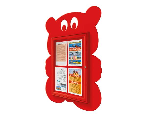 Thematischer Schaukästen Farbe:RAL 3020|Struktur:Dekoration "Teddybär"