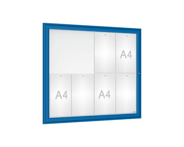 Schaukasten Tradition Farbe:RAL 5010|Abmessungen:8 A4 - B 980 x H 830 mm