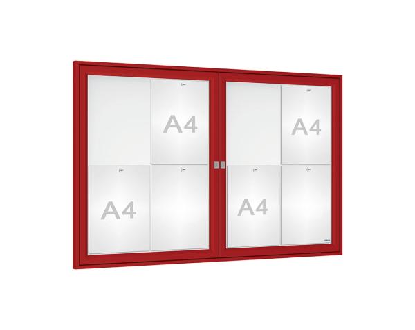 Schaukasten Tradition Farbe:RAL 3004|Abmessungen:8 A4 - B 1200 x H 750 mm