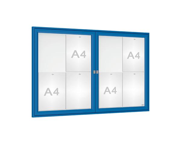 Schaukasten Tradition Farbe:RAL 5010|Abmessungen:8 A4 - B 1200 x H 750 mm