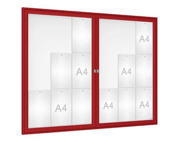 Schaukasten Tradition Farbe:RAL 3004|Abmessungen:18 A4 - B 1400 x H 1050 mm