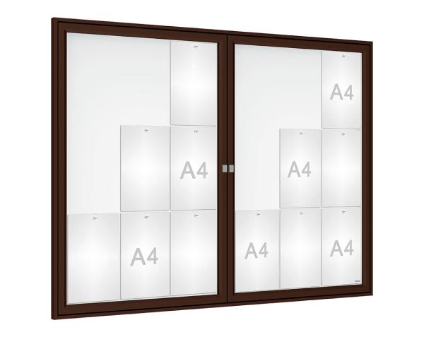 Schaukasten Tradition Farbe:RAL 8017|Abmessungen:18 A4 - B 1400 x H 1050 mm