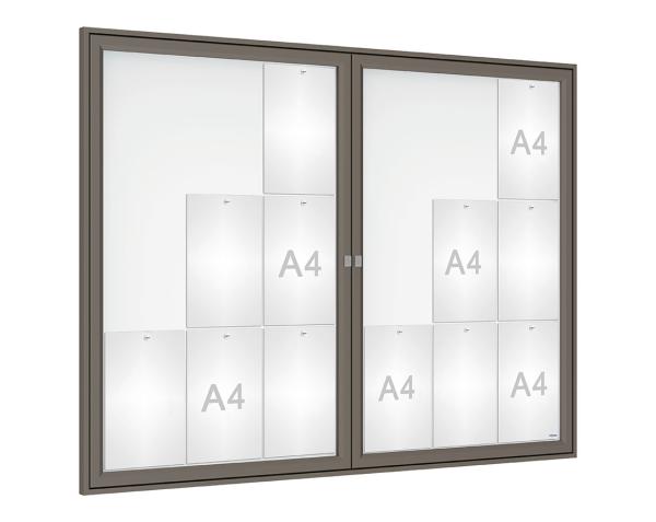 Schaukasten Tradition Farbe:Procity grau|Abmessungen:18 A4 - B 1400 x H 1050 mm