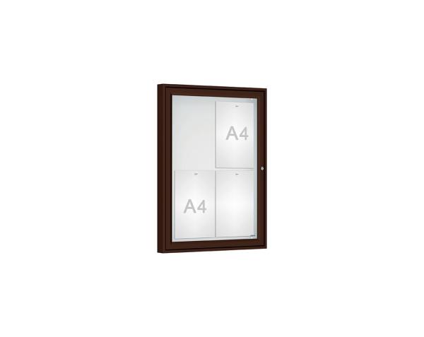 Schaukasten Klassik Farbe:RAL 8017|Verglasung:Plexichocs|Abmessungen:4 A4 - B 550 x H 750 mm