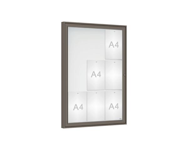 Schaukasten Klassik Farbe:Procity grau|Verglasung:Plexichocs|Abmessungen:9 A4 - B 750 x H 1050 mm