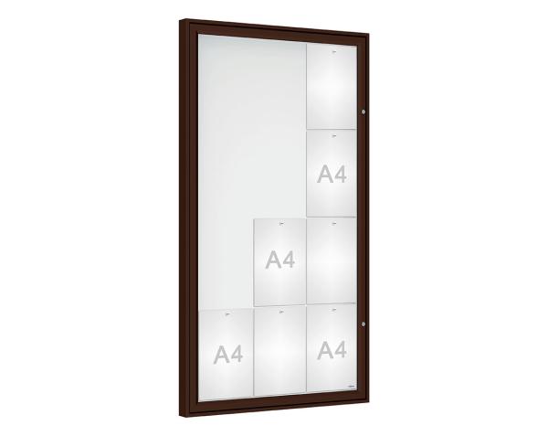 Schaukasten Klassik Farbe:RAL 8017|Verglasung:Plexichocs|Abmessungen:12 A4 – B 750 x H 1350 mm