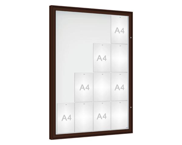 Schaukasten Klassik Farbe:RAL 8017|Verglasung:Plexichocs|Abmessungen:16 A4 – B 1000 x H 1350 mm