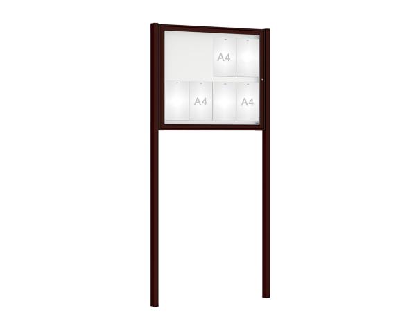 Schaukasten Klassik mit Pfosten Farbe:RAL 8017|Abmessungen:8 A4 - B 980 x H 830 mm - Flügeltür|Pfosten:Mittelpfosten zum Einbetonieren