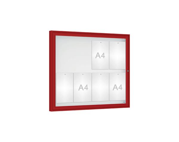 Schaukasten Klassik Farbe:RAL 3004|Verglasung:Plexichocs|Abmessungen:8 A4 - B 980 x H 830 mm