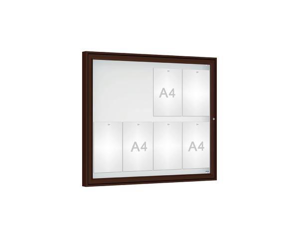 Schaukasten Klassik Farbe:RAL 8017|Verglasung:Plexichocs|Abmessungen:8 A4 - B 980 x H 830 mm