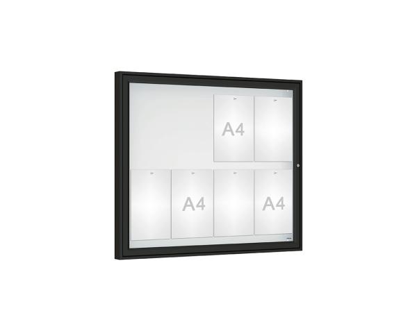 Schaukasten Klassik Farbe:RAL 9005|Verglasung:Plexichocs|Abmessungen:8 A4 - B 980 x H 830 mm