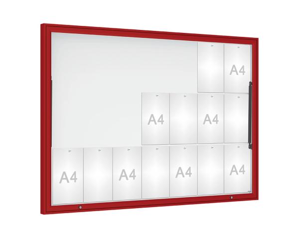 Schaukasten Klassik Farbe:RAL 3004|Verglasung:Plexichocs|Abmessungen:21 A4 - B 1600 x H1130 mm