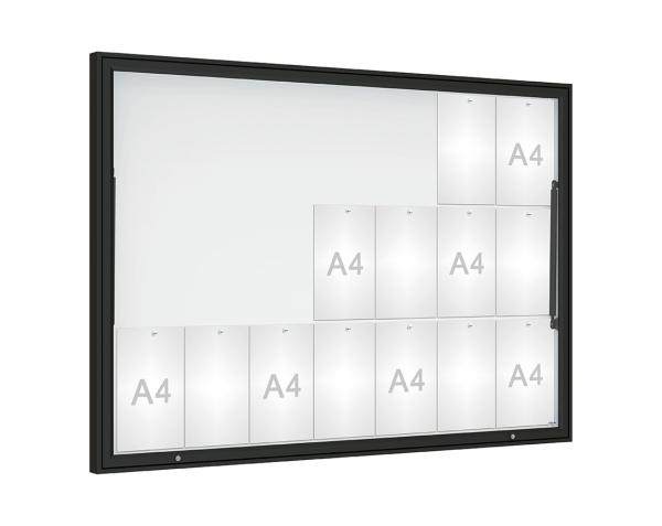 Schaukasten Klassik Farbe:RAL 9005|Verglasung:Plexichocs|Abmessungen:21 A4 - B 1600 x H1130 mm