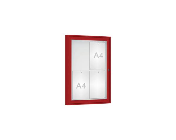 Schaukasten Klassik Farbe:RAL 3004|Verglasung:Securitglas|Abmessungen:4 A4 - B 550 x H 750 mm